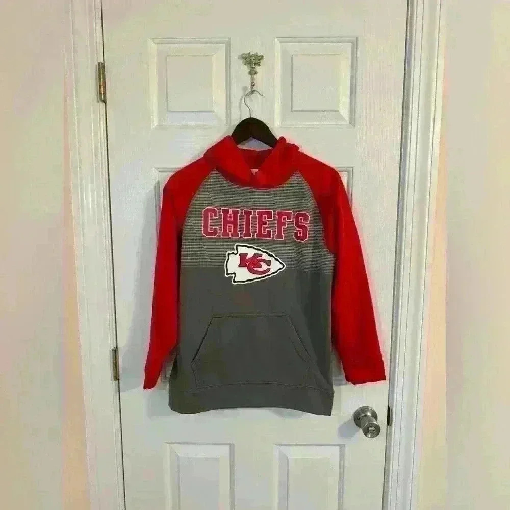 Kansas City Chiefs NFL  hooded sweatshirt youth size XL grey red